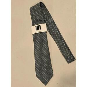 Michelsons UK Silk Tie Geometric Tie Green Blue Grey NWT